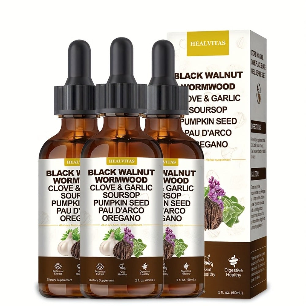 [Gut Health Supplement] Black Walnut Wormwood Tincture-All-In-One Multi-Herbal Drop, with Oregano Garlic & Berberine, Soursop|Support Colon Health, Gut Health, Digestive Health|Gut Health Supplement|Advanced Herbal Formula|Gut-Friendly, 2fl.oz