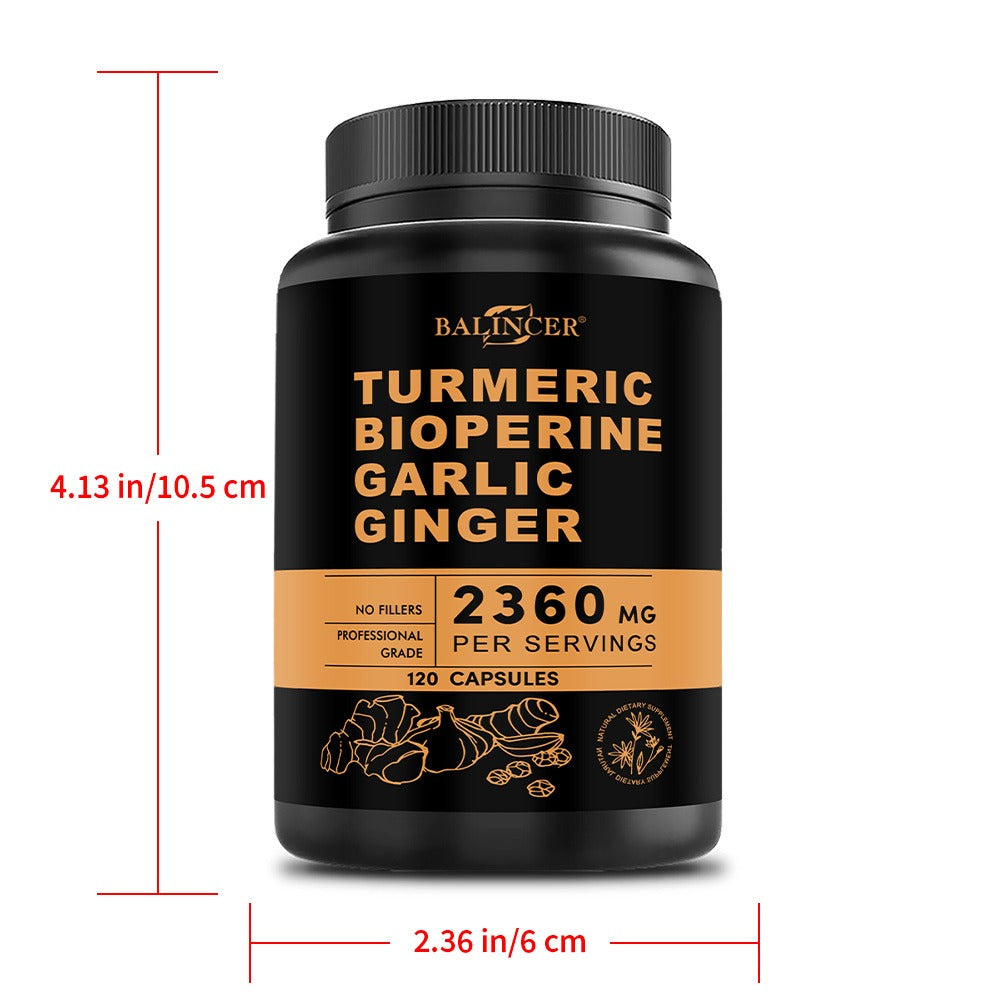 [Health Support Formula] Turmeric, Garlic, And Ginger Supplement, 2360mg Per Serving (Contains Turmeric, Ginger Root, Turmeric Root, And Black Pepper) - Premium Formula To Support Your Health - 120 Capsules Per Bottle (Available In 1, 2, Or 3 Bottles)