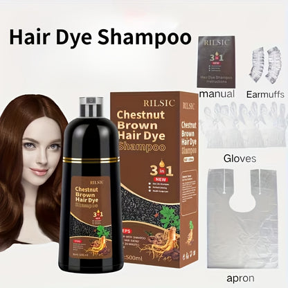 Hair Color Shampoo 3-in-1 Ammonia-Free Gray Coverage Natural Herbal Dye Works in Minutes 30-Day Lasting Color 16.91oz for Men & Women All Hair Types