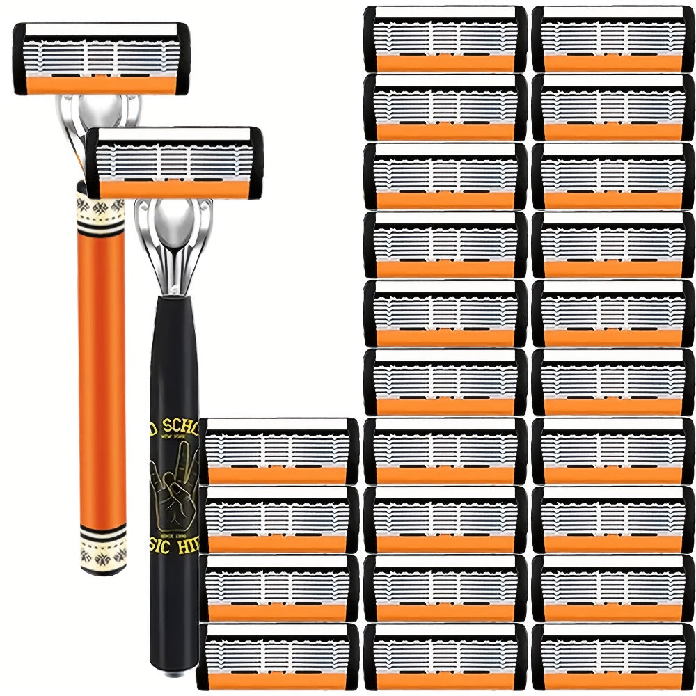 The Classic Men's Manual Razor Is Equipped with Two Comfortable Handles, Sharp And Durable Stainless Steel Blades, And A Progressively Optimized Shaving Experience. It Is An Indispensable Shaving Accessory for Men