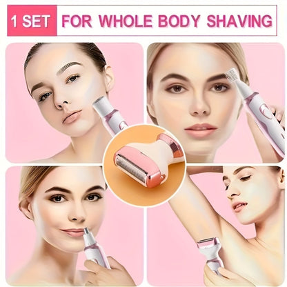 Electric Hair Remover Set for Women USB Rechargeable Multifunctional Facial Hair Removal Tool for Eyebrows Nose Face Legs Portable Painless Lady Trimmer Gift Set Pink Purple