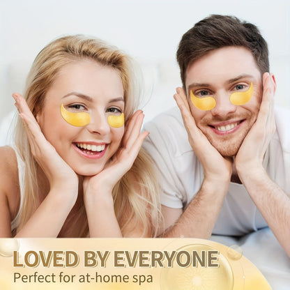 Under Eye Patches 24K Gold Collagen Hyaluronic Acid Glycerin Moisturizing Plumping Anti-Dark Circle Unisex All Skin Types Travel Gift 60pcs