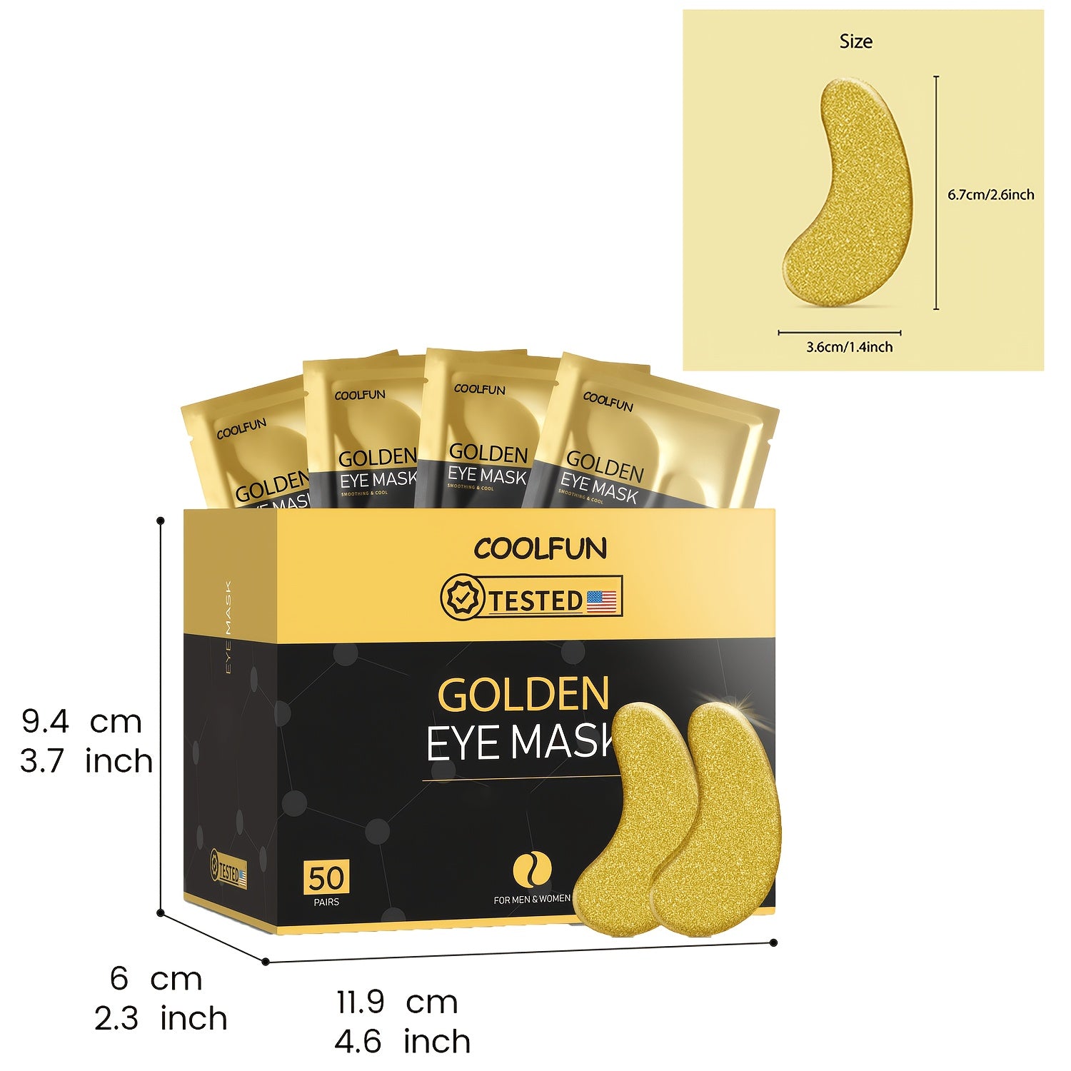 [Hypoallergenic Skincare Gift] 50 Pairs Of Golden Crystal Eye Patches With Collagen, Glycerin And Moisturizing Ingredients To Keep Light Beige Hydrated, Hypoallergenic, Daily Skincare For Men And Women, Gentle Formula, Hypoallergenic, Suitable For All Lig