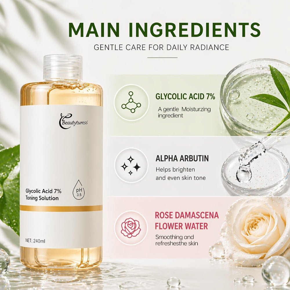 [Glycolic Acid Serum] Glycolic Acid Serum - Hydrates, Moisturizes And Smooths Skin, Enriched with Alpha-Arbutin And Damascus Rose Water - Specially Formulated for Sensitive Skin And Radiant Skincare, 1 Bottle, 2 Bottles
