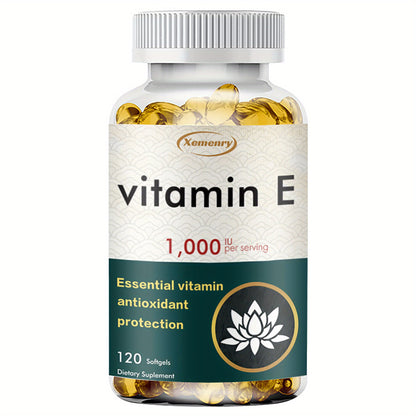 Vitamin E 1000IU Supplement – Antioxidant Support for Immune Health, Hair, Skin, Nails & Eye Health | Gluten-Free Softgels 120 Capsules for Men and Women