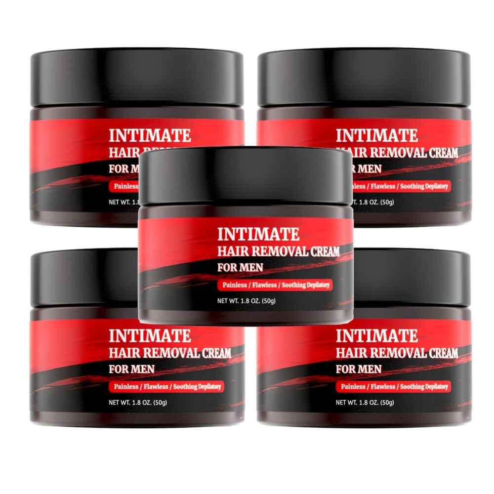 Men's Hair Removal Cream for Intimate Areas - Fast-Acting, Painless Depilatory Cream for Sensitive Parts, Groin, Chest, Back and Body Hair Removal - 1.8oz (50 g)