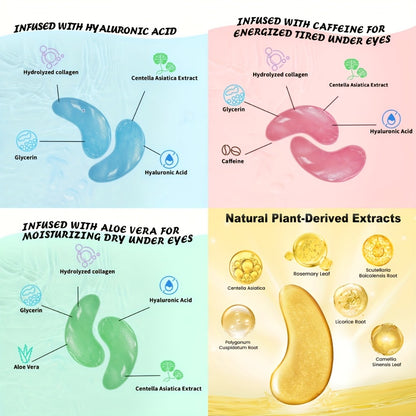 Under Eye Mask Patches 40 Pairs Collagen Caffeine Aloe Vera 4 Types Eye SPA Multi-Color Moisturizing Daily Eye Care Gift Set for Women All Skin Types
