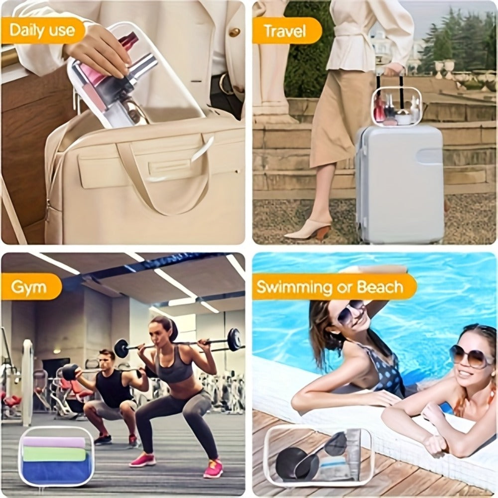 6pcs Double Zippered Hard Pouch, Transparent Storage Bag, Includes 3 Different Sizes.Storage, Hard Plastic, Pencil Case, Hard Plastic Clay Organiser, Clear Hard-shell Zip Case, Portable Make-up Bag for Holidays, Bathroom And Storage(2S+78.74inch+67.63oz)
