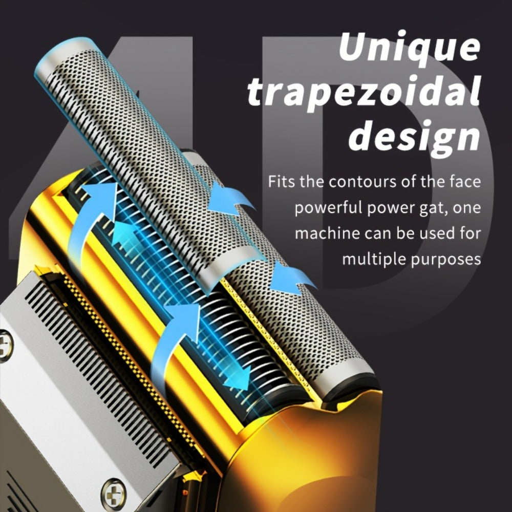 2-in-1 Bald Hair Trimmer, Electric Razor Band Barber Clippers, Aluminum Foil Head - Professional USB Rechargeable Electric Razor, Gentle Beard Hair Trimmer, Festivals & Christmas Gifts