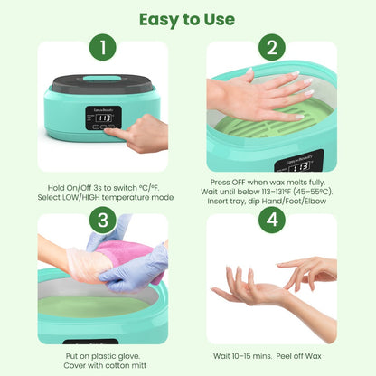 Paraffin Wax Warmer Kit 3000ml Touchscreen for Hands & Feet – Includes 6 Packs Refill Wax, Hot Wax Spa Bath for Arthritis Pain Relief & Deep Skin Moisturizing, Home Salon Use Purple Pink White Green Black