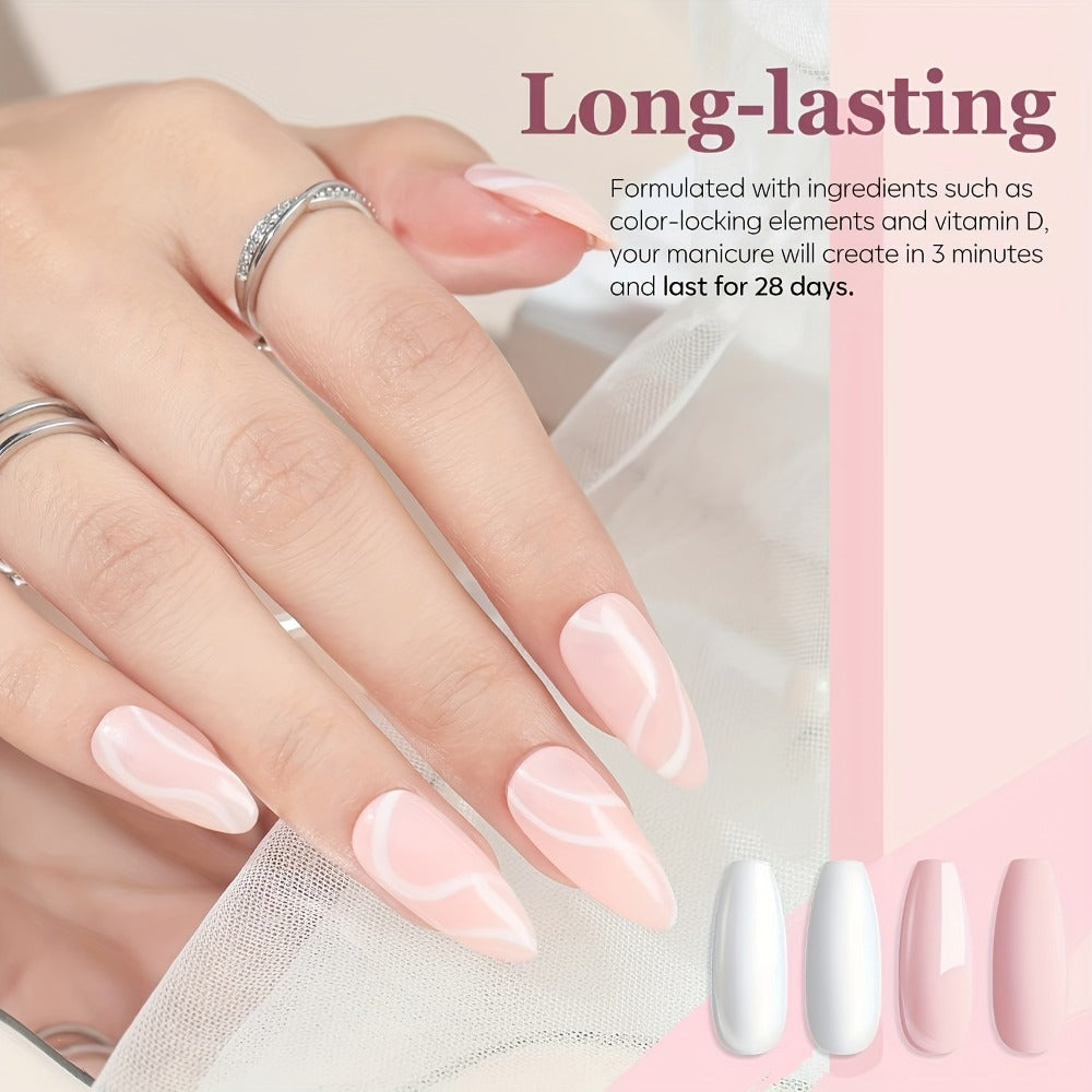 NOCIS Complete Acrylic Nail Kit - White Nude Tones for 3D Art, French Manicure Extensions, All-Season Carving, No-Lamp Needed, Professional Salon-Quality Results, Acrylic Nail Kit