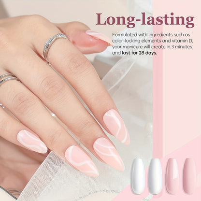 Acrylic Nail Kit 4 Colors 10g White Nude Tones - 3D Nail Art French Manicure Extensions All-Season Carving No Lamp Needed Salon Quality Set