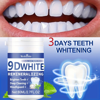 Hydroxyapatite Tooth Powder Remineralizing Whitening Deep Cleaning Mint Fresh Breath Oral Health Powder for Men Women 3pcs 80ml Each