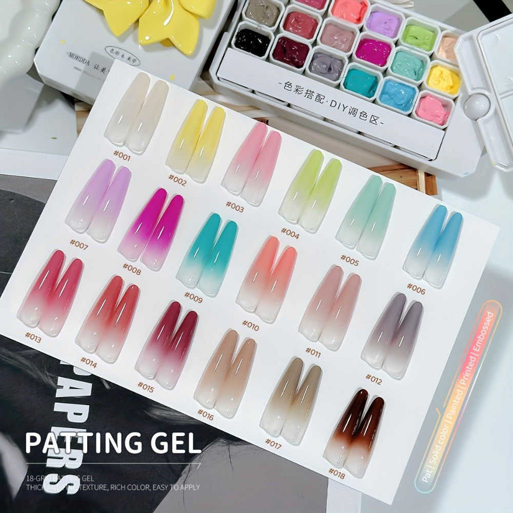 MORDDA Autumn/Winter New Popular Patting Gel Nail Art Set 18pcs, High Saturation Color Patting Gel PolishFor Fashion Salon Nail Design, Women's Nail Art Tools, Preferred Choice for Nail Enthusiasts