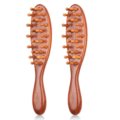 Wide Tooth Comb Wooden Loc Comb 2 Pcs Sandalwood Handle Ergonomic Detangling Comb for Dreads Curly Hair Locs Twists Braids Scalp Massage Styling Tool for Men Women All Hair Types