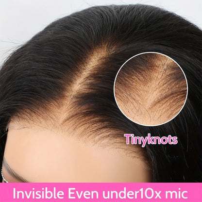 HD Lace Closure Wig Human Hair 250% Density 4x4 Straight Bob Glueless Pre-Plucked Pre-Cut Natural Hairline Scalp Coverage Beginner Friendly 8-16 Inch Black