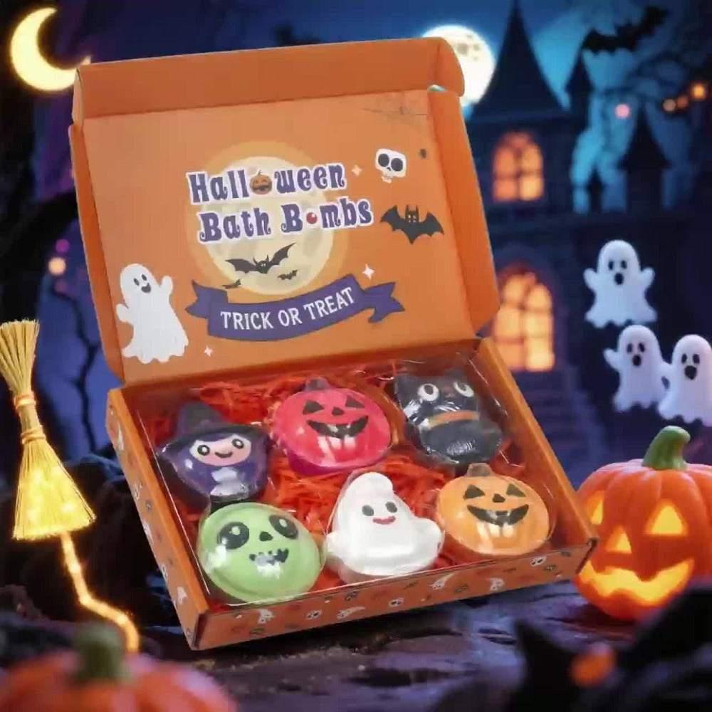 Bath Bombs Halloween Gifts for, Halloween Pumpkin, Bat, Skull, Magician, Black Cat And, 5 Individually Wrapped Bath Salt Bombs Rich In Essential Oils, Ideal for Gifts for,, And Women Who Have Everything On Halloween