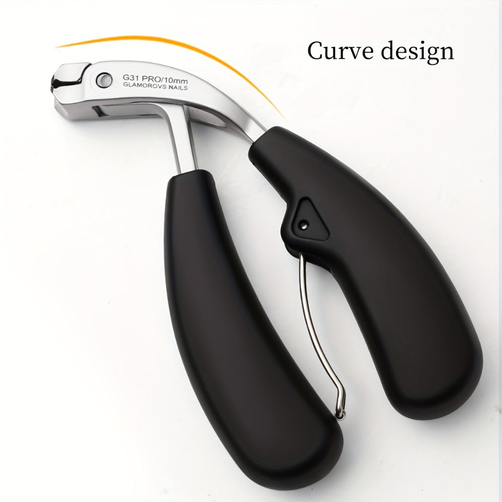 2pcs Professional Nail Clippers, Black Handle Stainless Steel Nail Scissors with Concave Blades, Heavy-Duty Design for Thick Nails, Elderly-Friendly, Splash-Proof, Precision Trimming for Men's Toenails, Long Handle with Tilted Arc Blade, Nail Clipper
