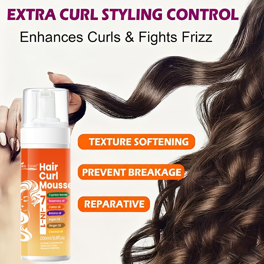 Curly Hair Foam 6.76oz, Natural Fluffy, Moisturizing And Smoothing Hairdressing Agent, Creating Soft Fluffy Elastic Curly Hair, Hair Care for Men And Women, Suitable for All Hairstyles, Beauty Tools Gifts for Valentine's Day, New Year Gifts for Her