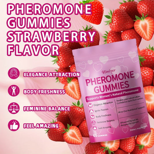 Women's Pheromone Gummies - Natural Attraction & Confidence Booster with L-Arginine, Maca, Beetroot & Pheromone-Enhancing Herbs - 30-Day Supply (30 Gummy Vitamins) - Gluten-Free Strawberry Flavor for Body Freshness & Feminine Balance