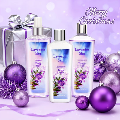 Body Care Gift Set 3pcs | Body Wash Lotion & Perfume | Long-Lasting Fragrance Moisturizing Skin Care Kit for Women Sweet Bloom Cherry Blossom Lavender