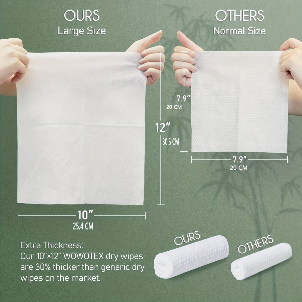 Disposable Bamboo Viscose Fiber Facial Towels, Extra Thick and Soft Cleansing Face Towels, Suitable for Sensitive Skin, Makeup Removal, Cleansing, Care, Travel, 10x12 Inches, 60 Sheets/Box, White