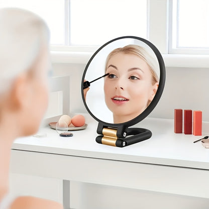 50X Magnifying Makeup Mirror Double Sided Handheld, 1X/50X Zoom Portable Compact Mirror with 360° Rotating Handle, Desktop Hanging & Hand Held Use — Black & White