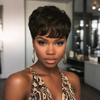 Short Body Wave Synthetic Wig with Bangs – Rose Net Cap Colorful Fashion Wig for Women, Available in Orange, Purple, Wine Red, Green, Blue & Brown, Lightweight Daily Wear, 6 Inch