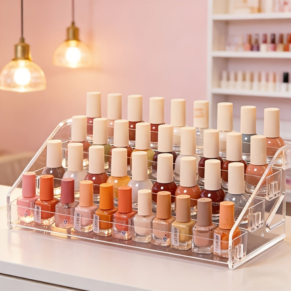 [Christmas Present] 4-Tier Acrylic for Nail Polish Rack Holder, Transparent Desktop Organizer for Nail Studio Sets, Cosmetic Storage Display Christmas Present