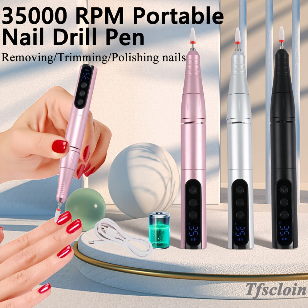 Professional 35, 000RPM Electric Nail Drill - Portable, Rechargeable, Low Noise, Suitable for Manicure And Pedicure - USB Powered, Gift for Mother's Day Gift