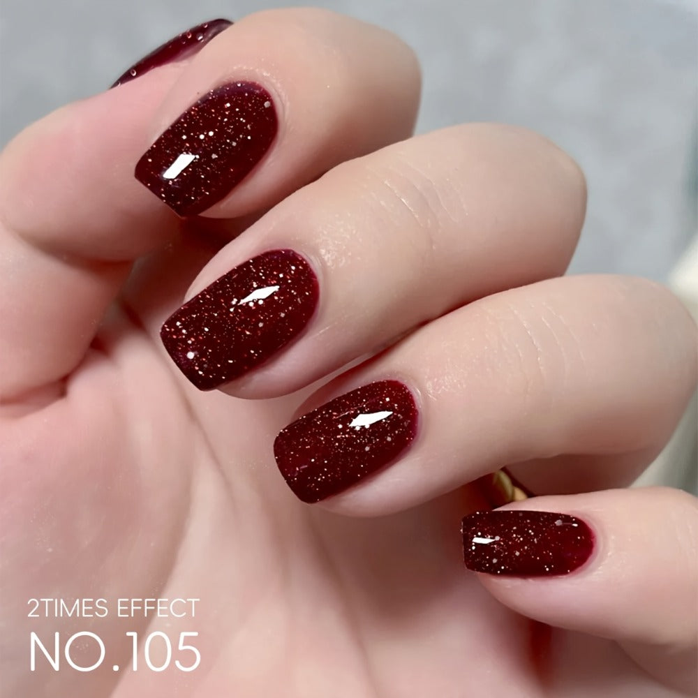 XEIJAYI Golden-Plated Bottle Silvery-Red Shattered Flash --- Nail Gel Silvery-Red Shattered Super Bright Explosive Shattered Sparkling Gel Nail Polish, Long-Lasting High Saturation Firm Gel Suitable for Salon Manicure Women'S Christmas Gift