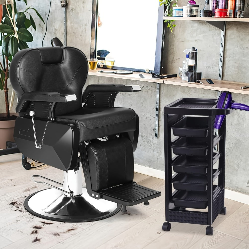 Salon Trolley with 5 Drawers and 4 Wheels, Stylist Trolley, Beauty Storage Rack, Suitable for Hairdressers and Barbers