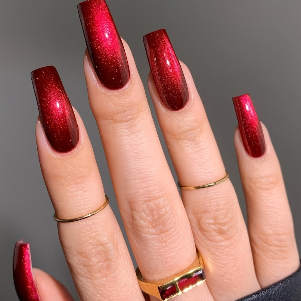 LILYCUTE 0.24oz 6pcs Metallic Gel Nail Polish Soak Off LED Glitter Gel Nail Art Supplies Glittery Red Purple Color Gel Polish Kit