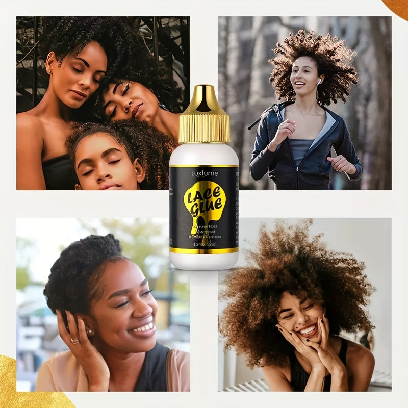 Waterproof Wig Glue - Latex-Free Strong Hold for Wigs & Lace Front | Traceless, Sweat & Rain Resistant | All Day Wear for School/Work (1.28oz)