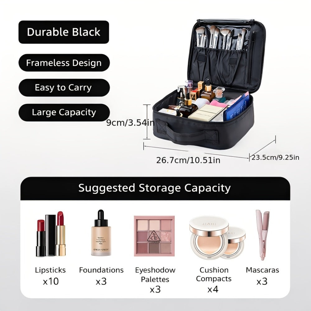 Women' Large Capacity Makeup Bag Compatible for - Brandable Cosmetic Organizer | Durable Travel Toiletry Case with Sturdy Handle, Soft Portable Beauty Storage Pouch | - Fabric for Skincare, Brushes, Lipstick ()