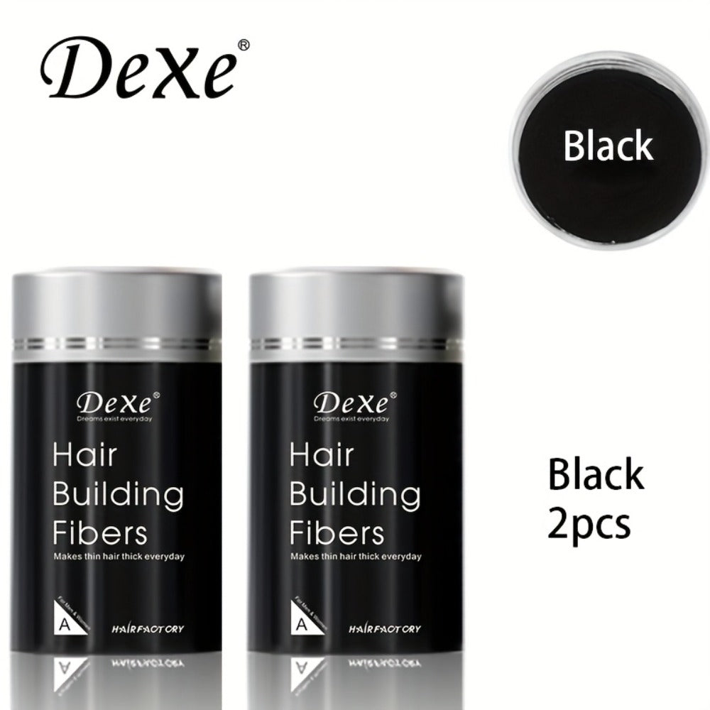 Hair Fiber Powder 2pcs DeXe 22g, Instant Hair Thickening Fibers, 1-Second Adhesion, Natural Fine Finish, Unisex for Men & Women, Travel & Business Ready — Black, Dark Brown