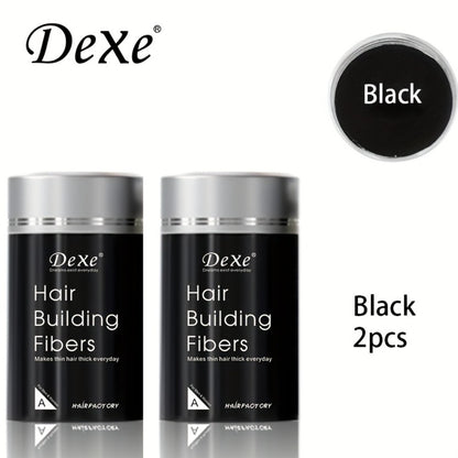 Hair Fiber Powder 2pcs DeXe 22g, Instant Hair Thickening Fibers, 1-Second Adhesion, Natural Fine Finish, Unisex for Men & Women, Travel & Business Ready — Black, Dark Brown