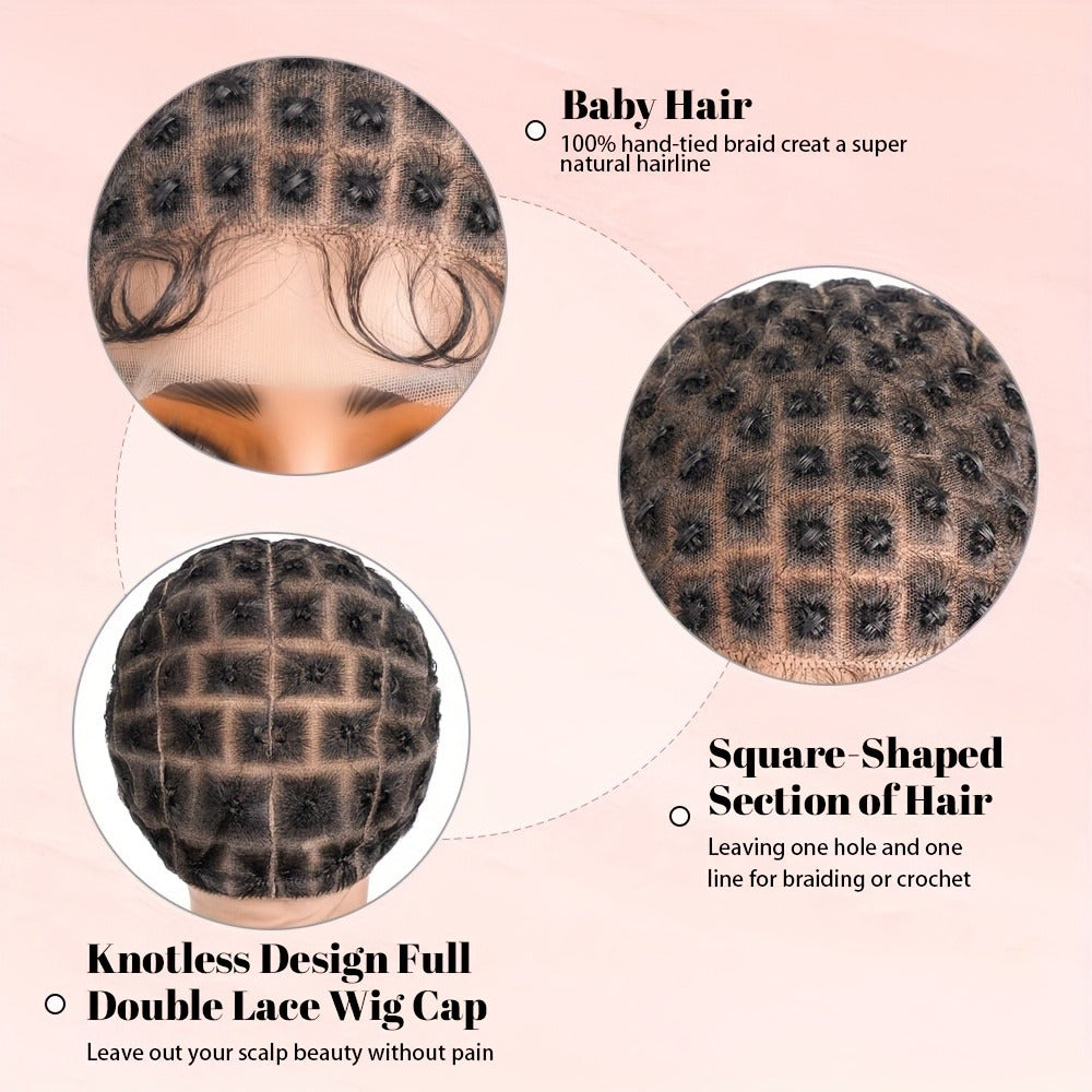 Crochet Wig Cap Full HD Lace Braided Pre-Made Wig Cap for Crochet Hair Glueless Baby Hair Natural Hairline 45-122 Sections Women Box Braid Goddess Style