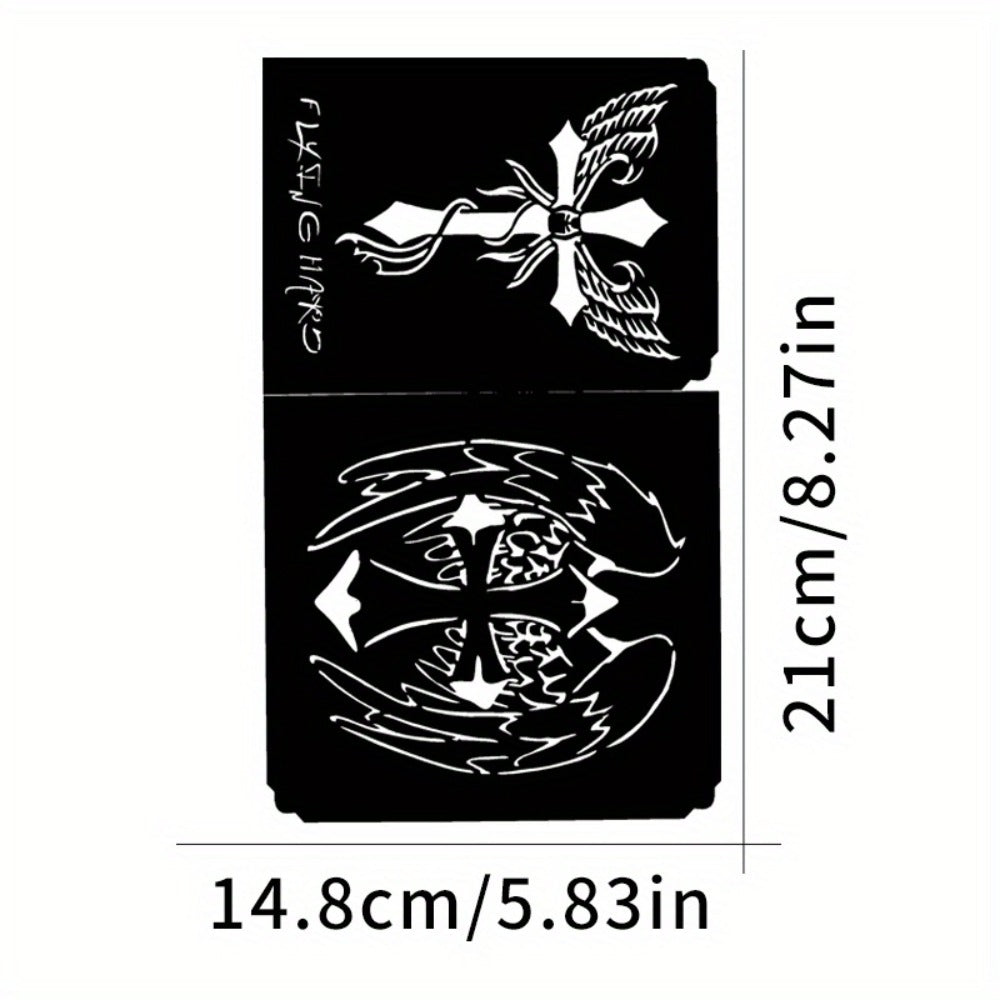 Tattoo Stencil Kit, Reusable Temporary Tattoos Stencils, Airbrush Tattoo Stencil Stickers, Whale Dolphin Cat Deer Wing Crown Creative Cross Moon And Sun Pattern, Tattoos Stencil for Adults And Beach Festivals Parties