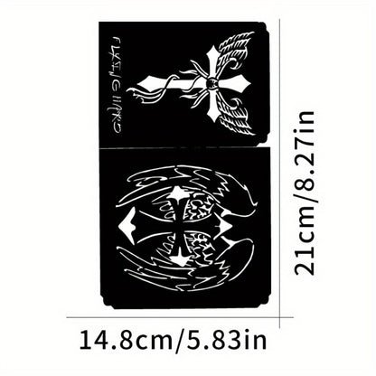 Tattoo Stencil Kit Reusable | Airbrush Temporary Tattoo Stencils for Adults & Kids | Whale Dolphin Cat Deer Wing Crown Cross Moon Sun Designs | Beach Festival Party Body Art Set
