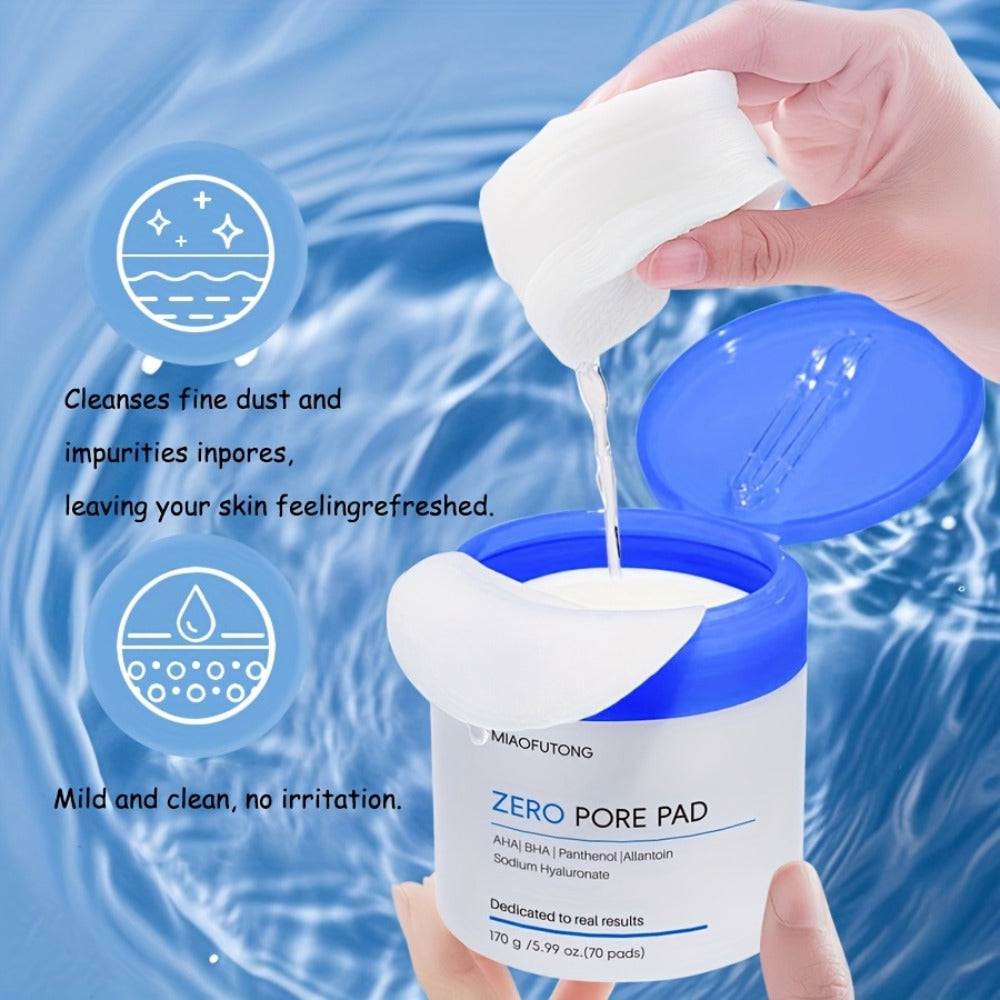 Deep Cleansing Exfoliating Essence, Zero Pore Patch -70PADS, Double Texture, Daily Physical Exfoliation || Moisturizing Wipes with Hyaluronic Acid Scrub Pad, Rose Water+camellia Moisturizing, Moisturizing Cleansing Pad Suitable for All Skin Types