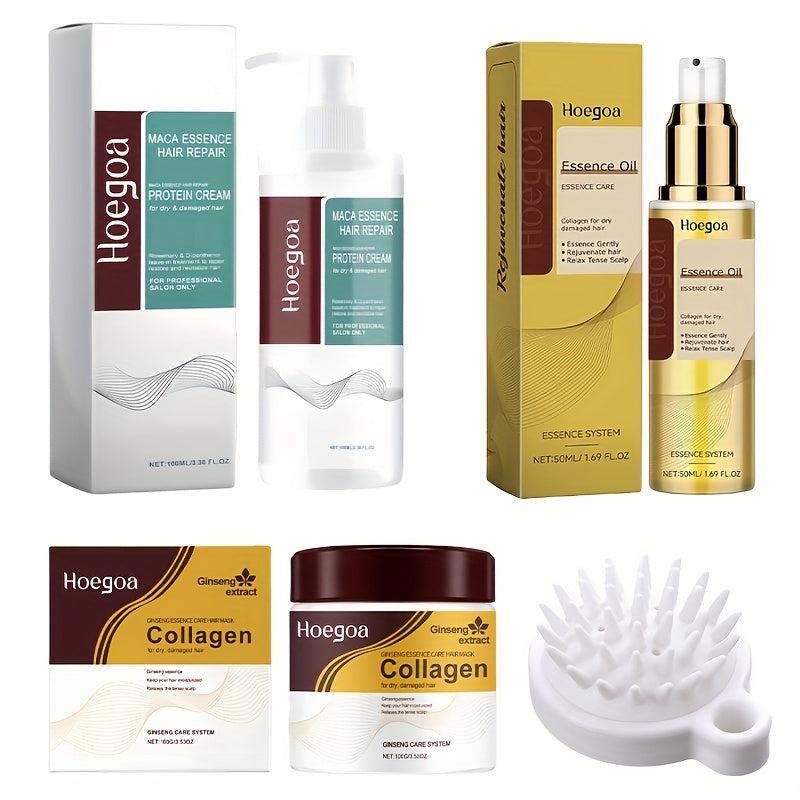 A Set Of Keratin Hair Care Kit Containing Moroccan Nut Oil, Deep Moisturizing, Repairing Split Ends, Making Your Hair Softer. It Includes Conditioner, Essential Oil, And Hair Mask, Suitable for Daily Hair Care Use, And Is The Best Gift, Travel Size