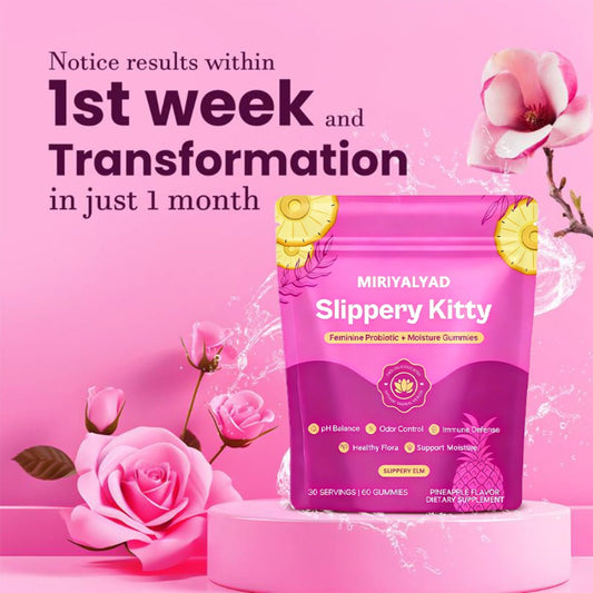 Slippery Kitty Feminine Probiotic Gummies-60 Count (30-Day Supply) | PH Balance, Odor Control & Moisture Support | Pineapple Flavor And Slippery Elm And Bacillus Coagulans | Vegan, Gluten-Free, Allergen-Free | Women'S Health | Local Warehouse|Gifts