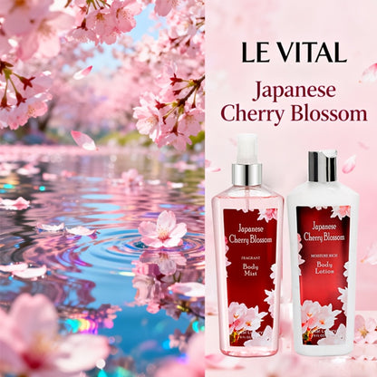 Cherry Blossom Body Lotion and Body Mist Gift Set Japanese Sakura Fragrance Moisturizing Softening Refreshing Skin Care for Women - Valentine Wedding Birthday Bridal Shower Gift