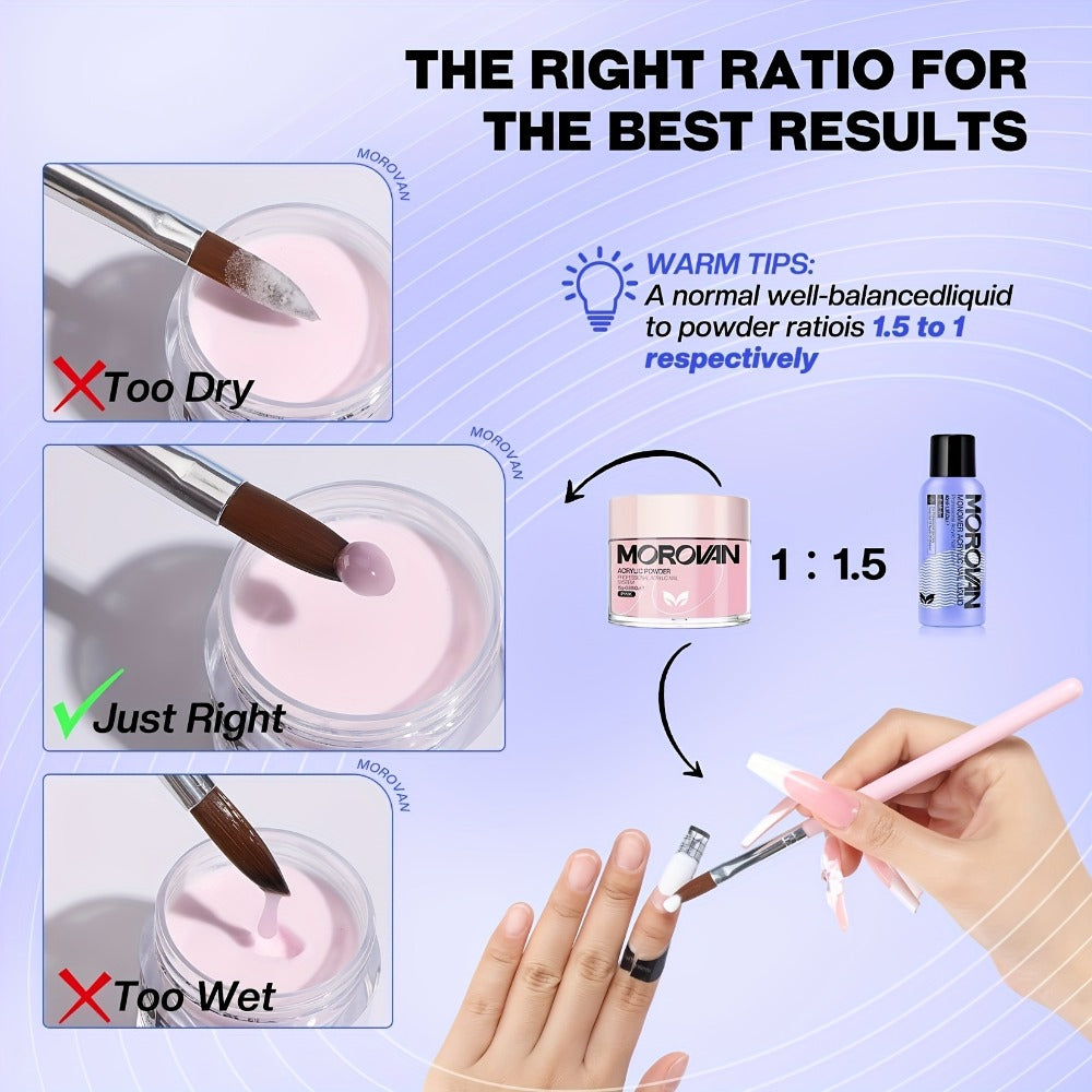 MOROVAN Super Value Nail Art Set: PINK CLEAR WHITE Acrylic Powder Combination, One Bottle Of 1.35oz Nail Liquid, A Tool Kit with Nail Clippers, And12color Glitter Powder. All-in-one Solution to Effortlessly Create Stunning Nails.Gift Advanced Nail Art