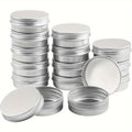 40 Aluminum Round Jars with LIDS 2 Oz Metal Silvery Jars with Screw LIDS Containers for Craft Storage Candles