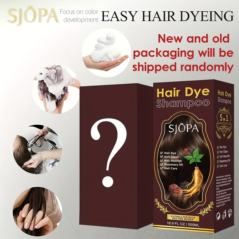Hair Dye Kit 3-in-1 Color Shampoo with Rosemary Hair Oil - Natural Safe Formula Quick Coloring Gentle on Skin Unisex 500ml Black Brown Red Purple Silver Multi Color