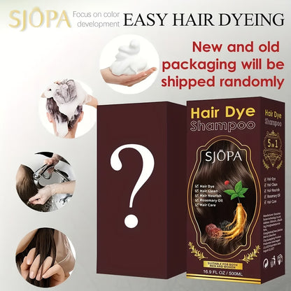 Hair Dye Kit 3-in-1 Color Shampoo with Rosemary Hair Oil - Natural Safe Formula Quick Coloring Gentle on Skin Unisex 500ml Black Brown Red Purple Silver Multi Color
