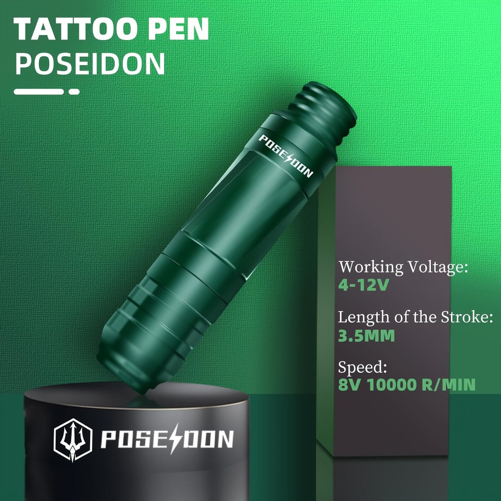 POSEIDON Tattoo Pen Kit-Tattoo Pen with 20pcs Tattoo Cartridge Needles, Tattoo Machine Kit with Wireless Tattoo Power Supply And Professional Tattoo Supplies, Tattoo Gun Kit for Beginners