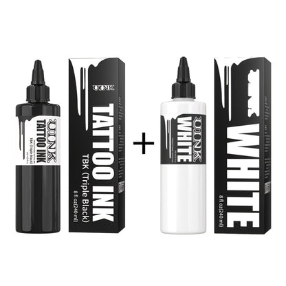 Tattoo Ink 8.12oz Large Capacity Black & White - UINK Professional Tattoo Ink Set for Line Work Coloring Shading Body Art Graffiti Beginners & Artists